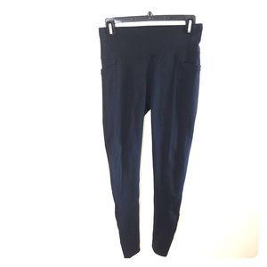 Athlete small black leggings ankle zip